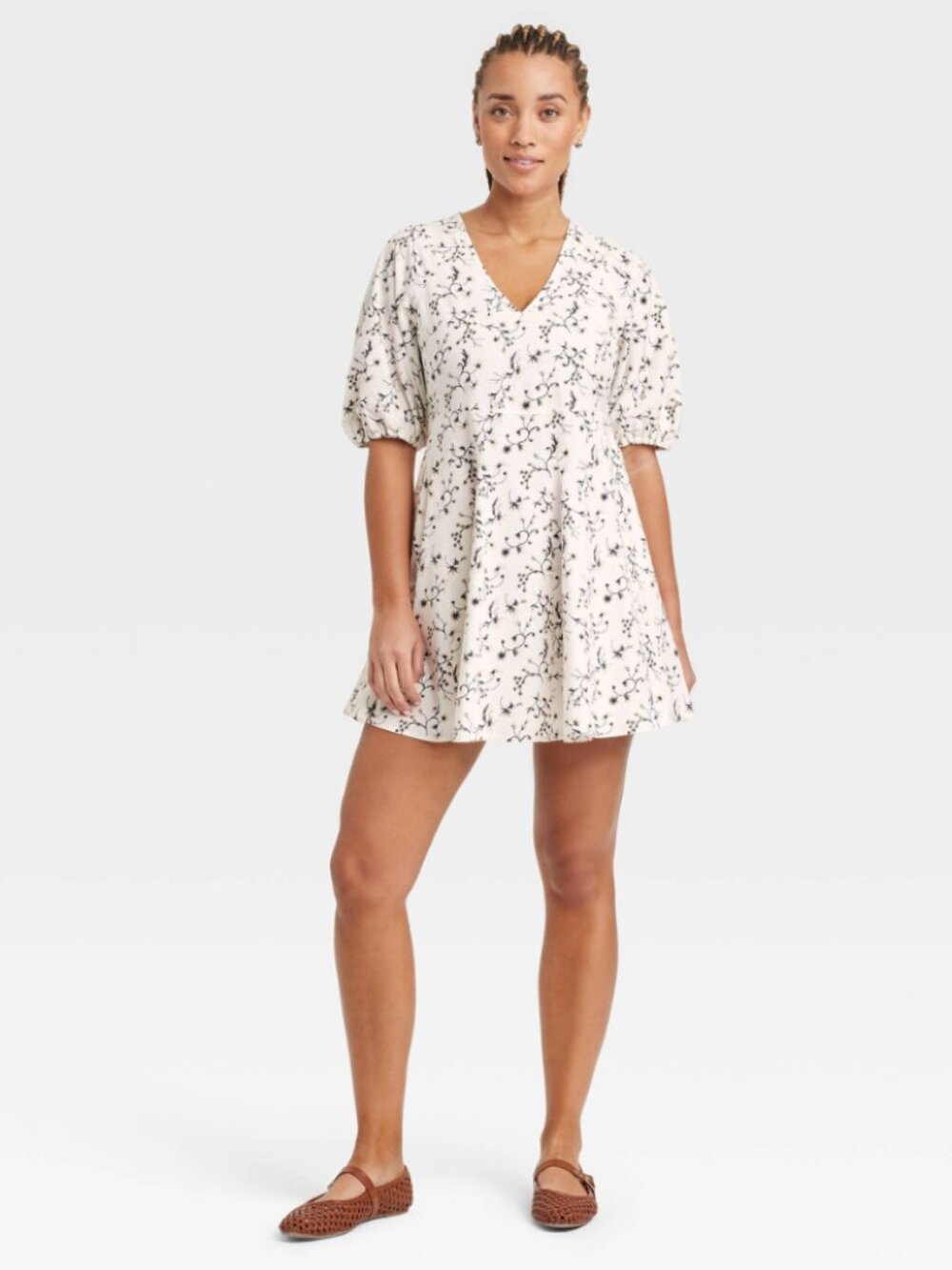 Universal Thread Floral Puff Sleeve Mini Dress Size L